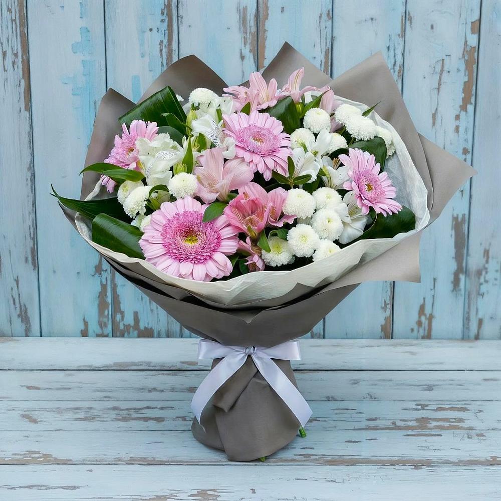 Букет цветов из: Герберы, Альстромерии и Хризантемы в Нижнеудинске